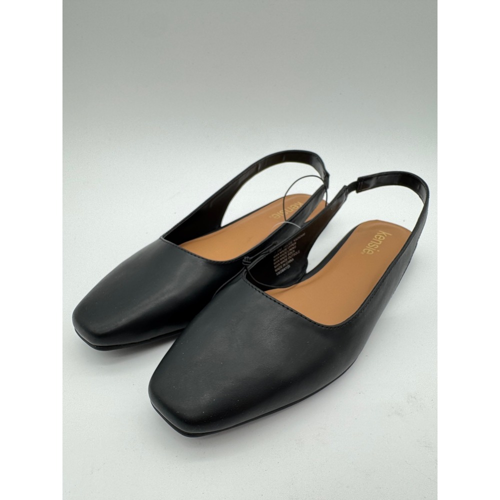 Kensie Felice Black Slingback Flats Womens Size 7.5 Square Toe Minimal‎